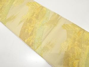 アンティーク　巻物に屋敷風景模様織り出し袋帯（材料）